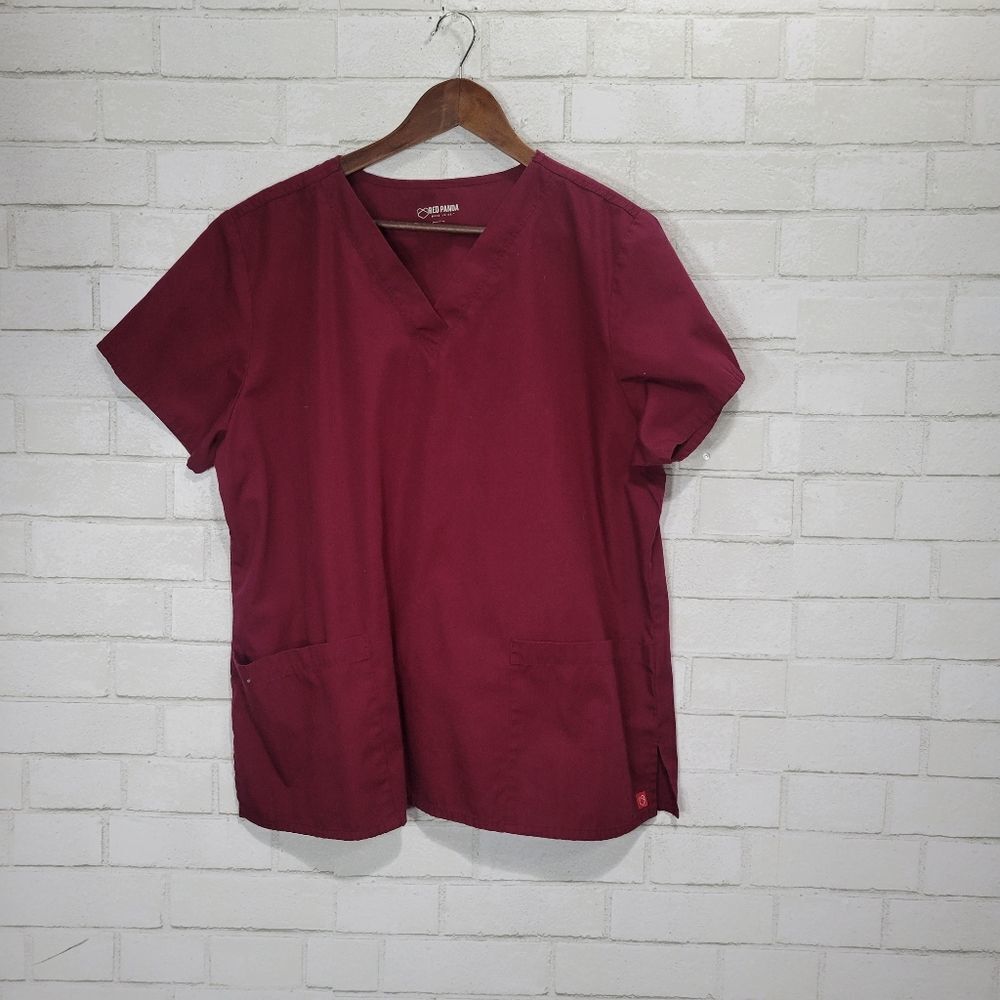 Red‎ Panda burgundy scrub top